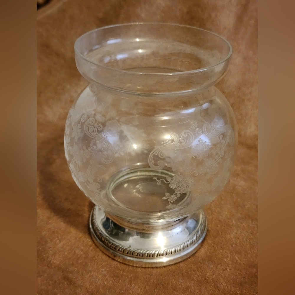 Sheffield sterling and etched glass marmalade jar